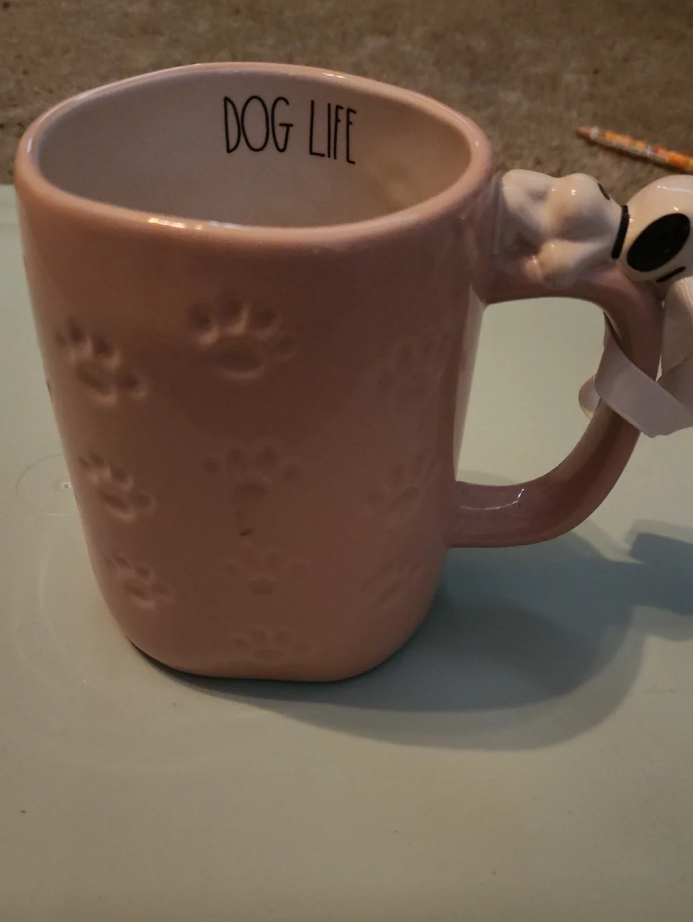 Dog Life Pink Paw-Texture Rae Dunn Mug